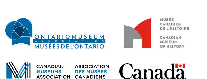 Logos of the Ontario Museum Association, the Candian Museum of History, the Canadian Museums Association and the Government of Canada
