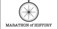 Marathon of History logo: a black compass on a white background. 