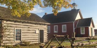 log cabin and schoolhouse at Moore Museum