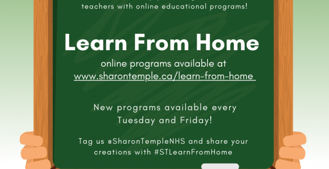 Sharon Temple's Learn From Home curriculum based programs, available every Tuesday and Friday
