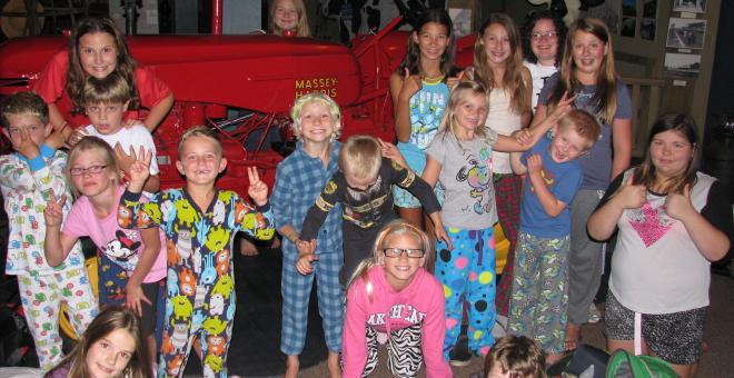 Children in pajamas at Night at the Museum
