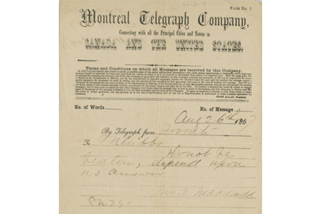 A Telegram From A Father of Confederation